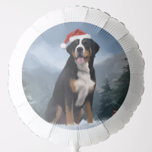 Greater Swiss Mountain Dog in Snow Christmas Balloon