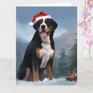 Greater Swiss Mountain Dog in Snow Christmas  Card