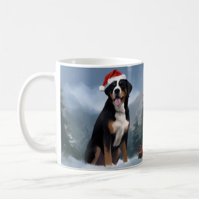 Greater Swiss Mountain Dog in Snow Christmas  Coffee Mug (Left)