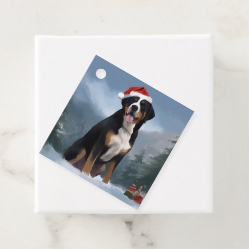 Greater Swiss Mountain Dog in Snow Christmas  Favor Tags