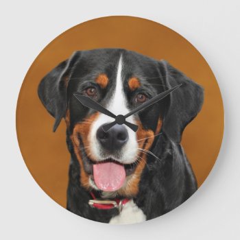 Greater Swiss Mountain Dog Large Clock by deemac1 at Zazzle
