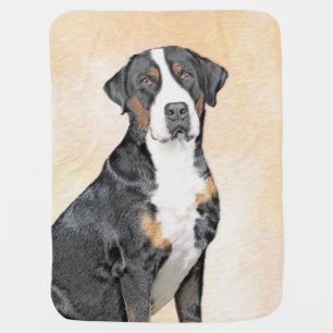 Greater Swiss Mountain Dog Painting - Original Art Baby Blanket