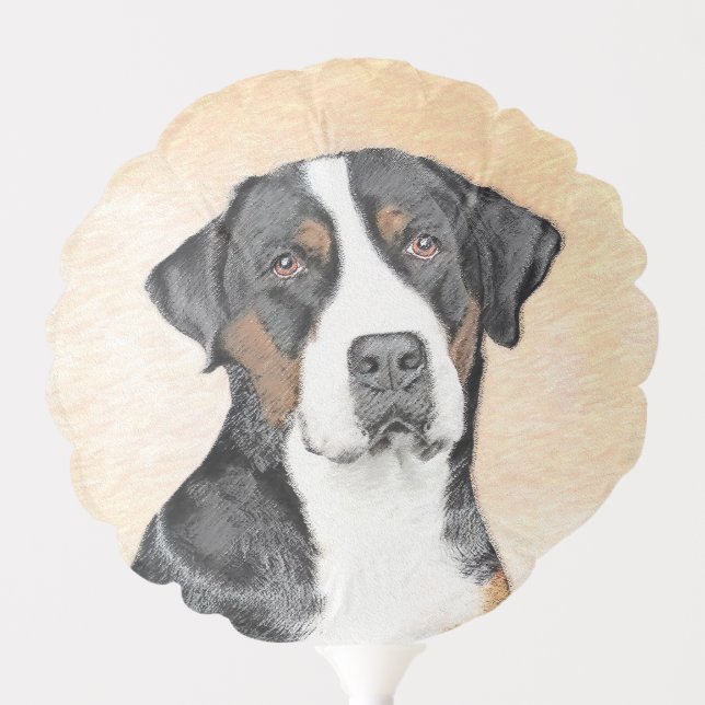 Greater Swiss Mountain Dog Painting - Original Art Balloon (Front)