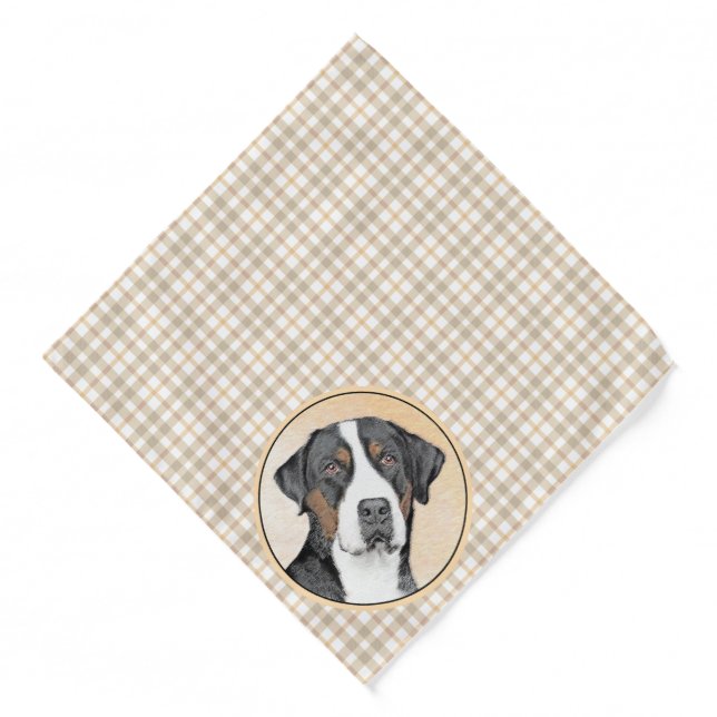 Greater Swiss Mountain Dog Painting Original Art Bandana (Front)