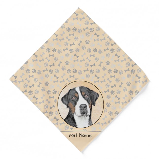 Greater Swiss Mountain Dog Painting Original Art Bandana (Front)