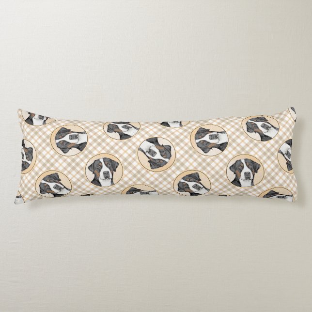 Greater Swiss Mountain Dog Painting Original Art Body Pillow (Front)