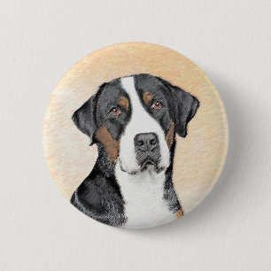 Greater Swiss Mountain Dog Painting - Original Art Button