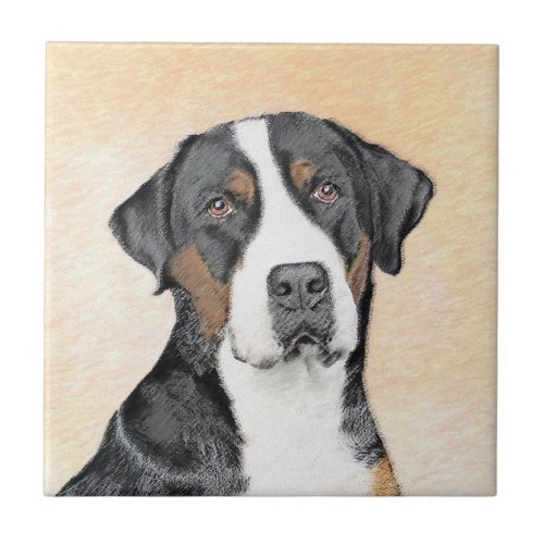 Greater Swiss Mountain Dog Painting _ Original Art Ceramic Tile