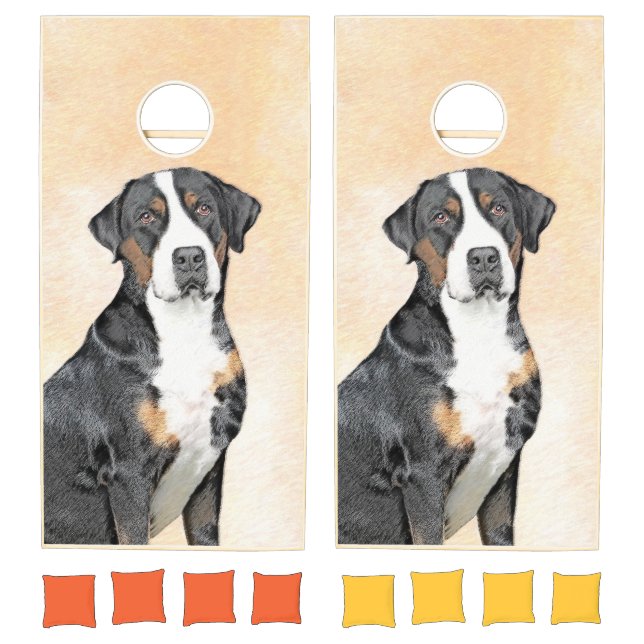 Greater Swiss Mountain Dog Painting - Original Art Cornhole Set (Set)