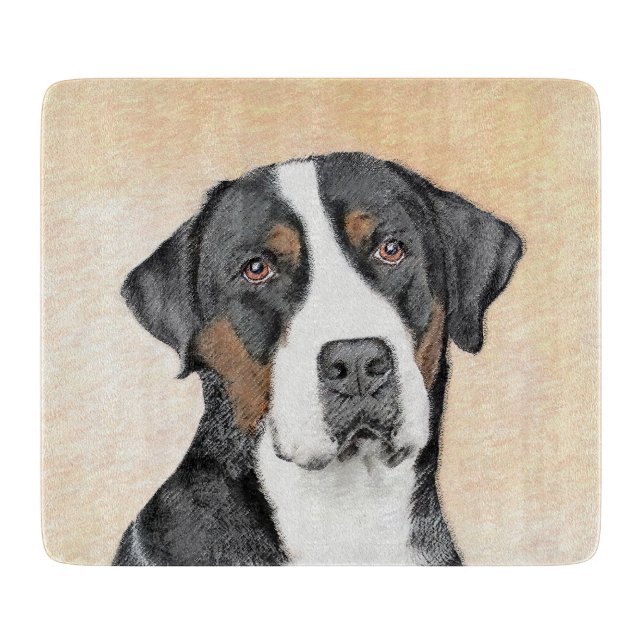 Greater Swiss Mountain Dog Painting - Original Art Cutting Board (Front)