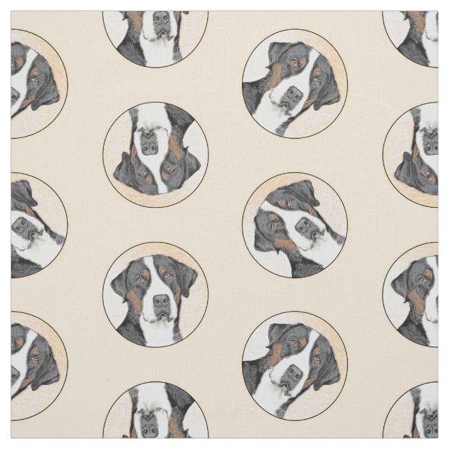 Greater Swiss Mountain Dog Painting Original Art Fabric (Swatch)