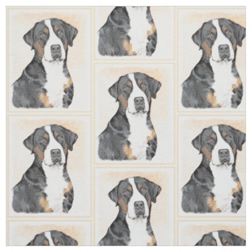 Greater Swiss Mountain Dog Painting - Original Art Fabric