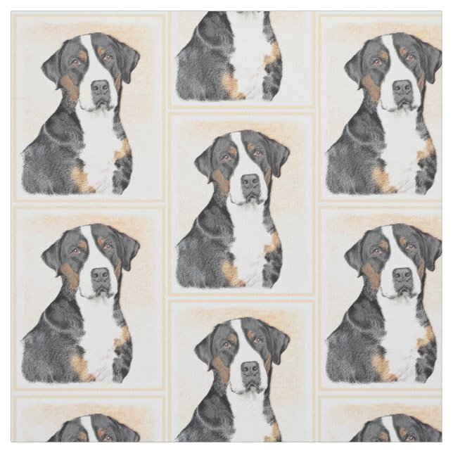 Greater Swiss Mountain Dog Painting - Original Art Fabric (Swatch)
