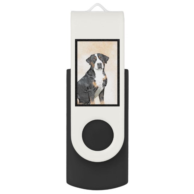 Greater Swiss Mountain Dog Painting - Original Art Flash Drive (Back (Vertical))