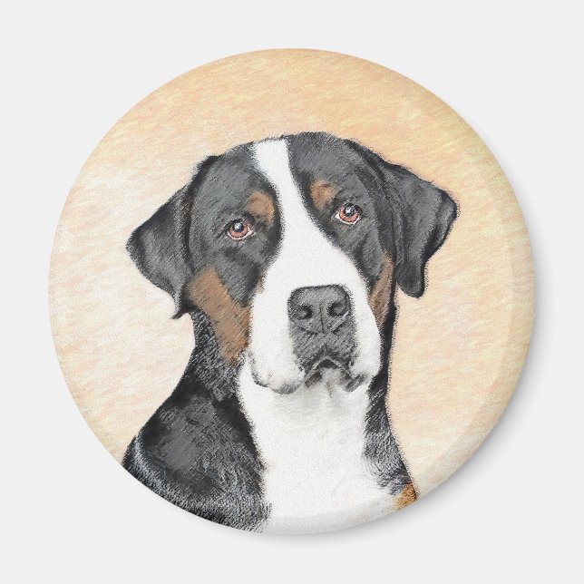 Greater Swiss Mountain Dog Painting - Original Art Magnet (Front)