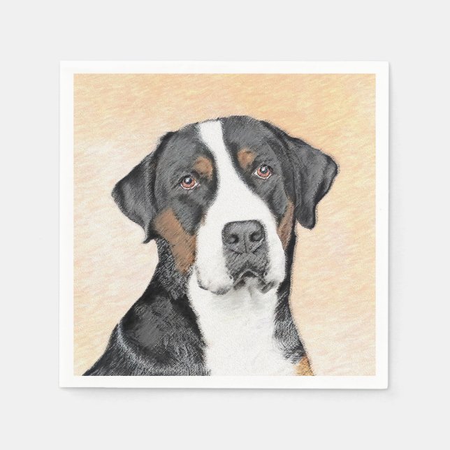 Greater Swiss Mountain Dog Painting - Original Art Napkins (Front)