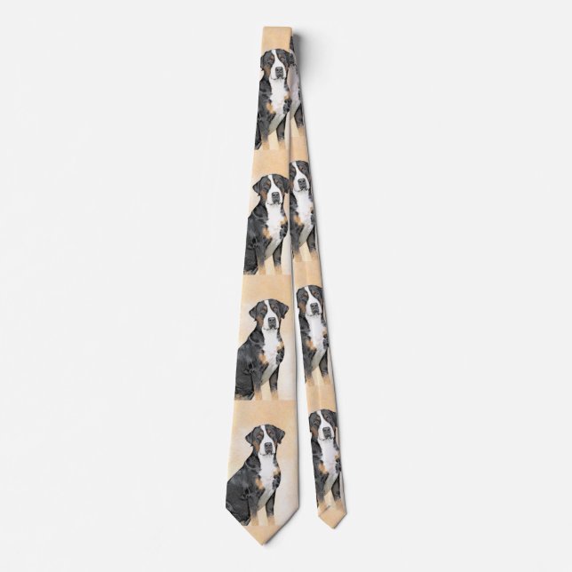 Greater Swiss Mountain Dog Painting - Original Art Neck Tie (Front)