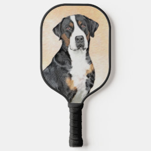 Greater Swiss Mountain Dog Painting - Original Art Pickleball Paddle