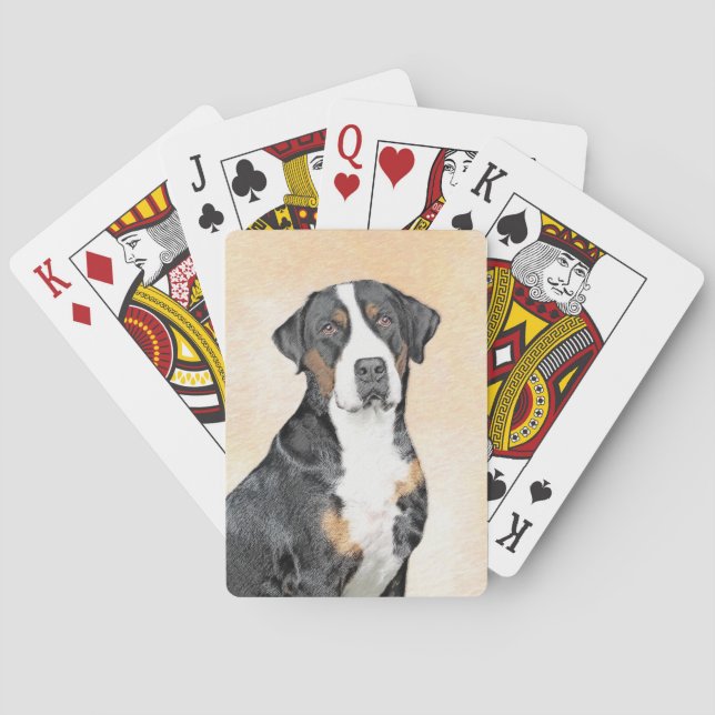 Greater Swiss Mountain Dog Painting - Original Art Poker Cards (Back)