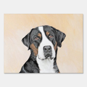 Greater Swiss Mountain Dog Painting - Original Art Sign