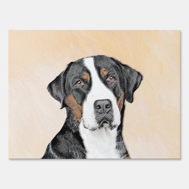 Greater Swiss Mountain Dog Painting - Original Art Sign (Front)