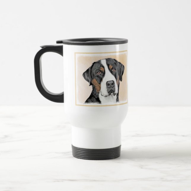 Greater Swiss Mountain Dog Painting - Original Art Travel Mug (Left)