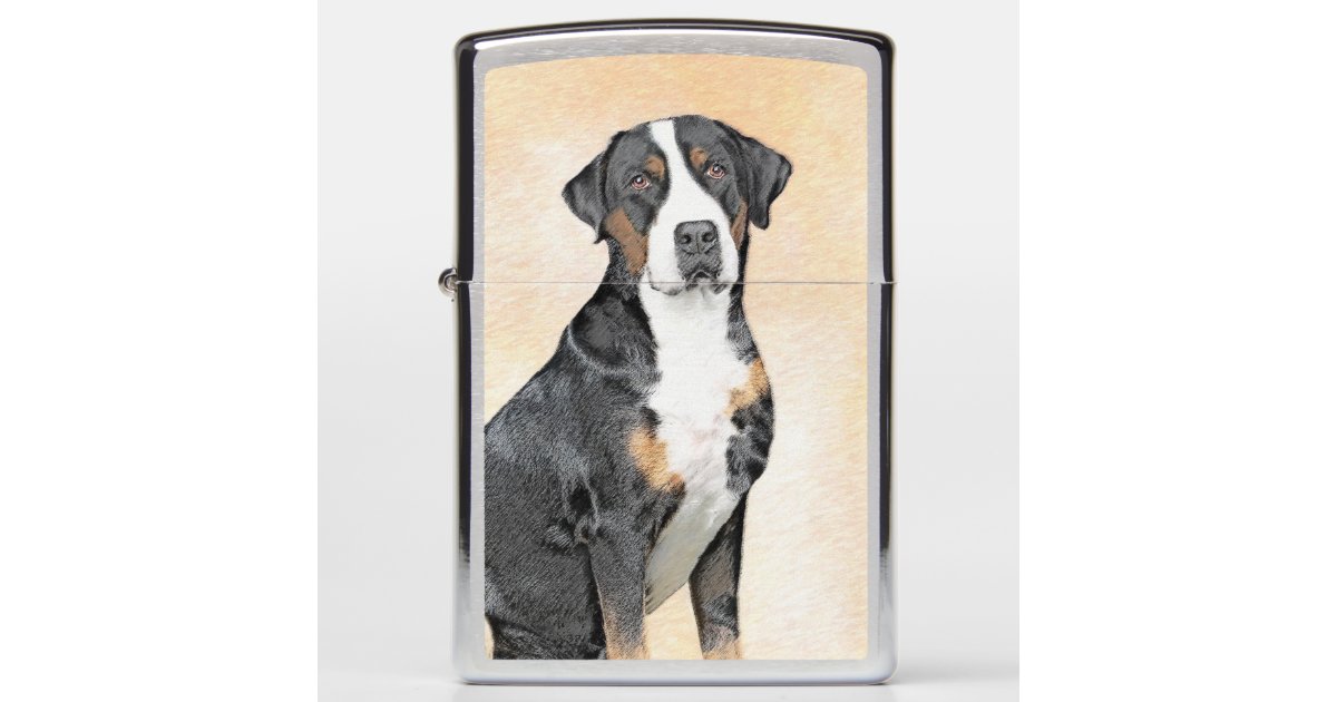 Greater Swiss Mountain Dog Painting Original Art Zippo Lighter Greater Swiss Mountain Dog Painting