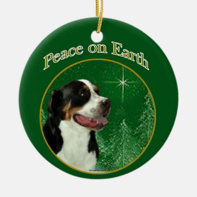 Greater Swiss Mountain Dog Peace Ceramic Ornament (Front)