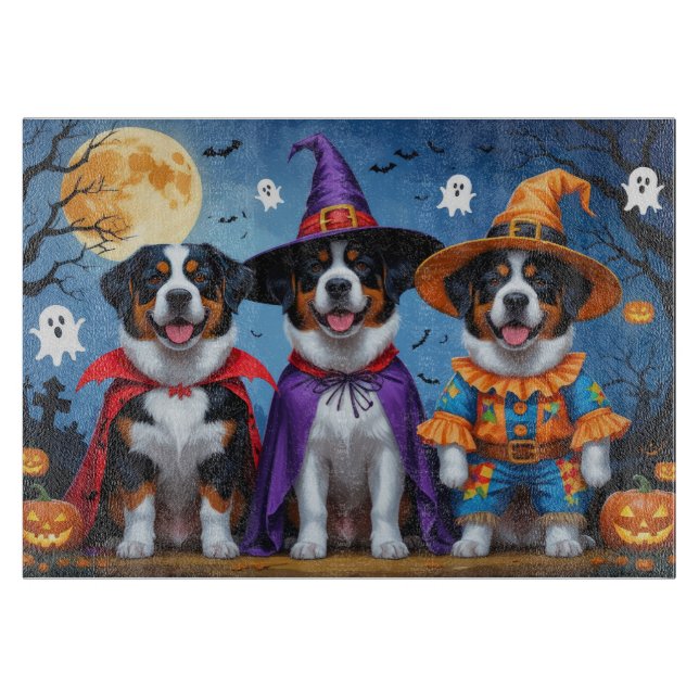 Greater Swiss Mountain Dog Pumpkin Halloween Funny Cutting Board (Front)