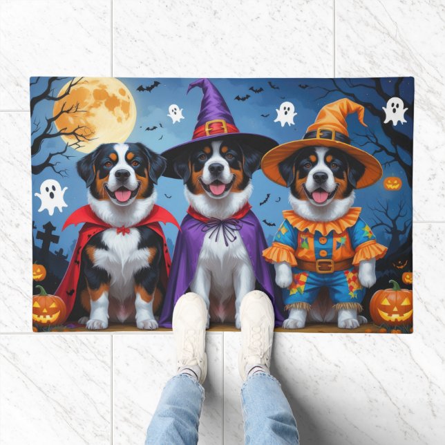 Greater Swiss Mountain Dog Pumpkin Halloween Funny Doormat (Indoor)