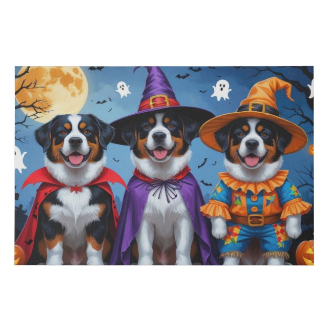 Greater Swiss Mountain Dog Pumpkin Halloween Funny Faux Canvas Print (Front)