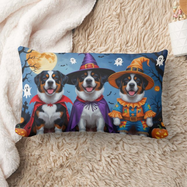 Greater Swiss Mountain Dog Pumpkin Halloween Funny Lumbar Pillow (Blanket)