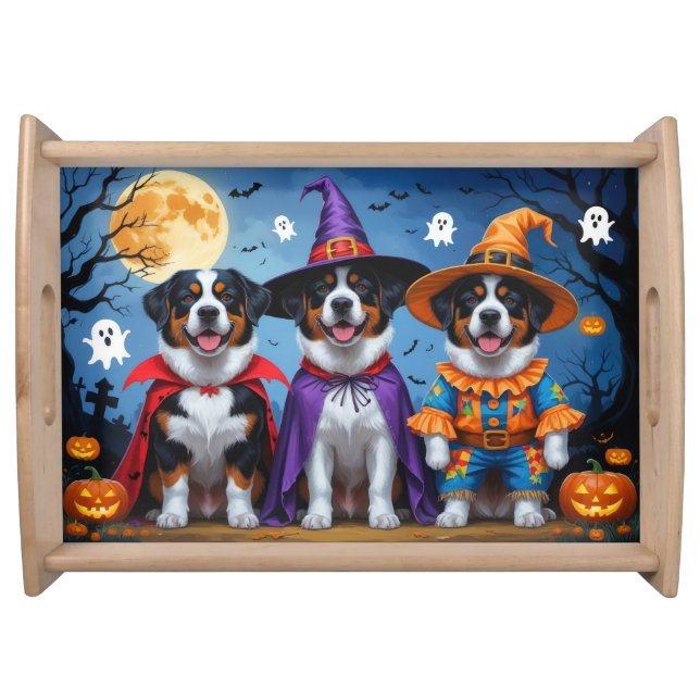 Greater Swiss Mountain Dog Pumpkin Halloween Funny Serving Tray (Front)