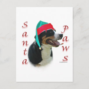 Greater Swiss Mountain Dog Santa Paws Holiday Postcard