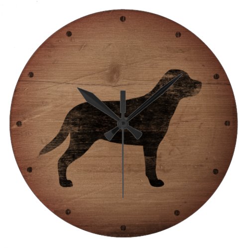 Greater Swiss Mountain Dog Silhouette Rustic Large Clock