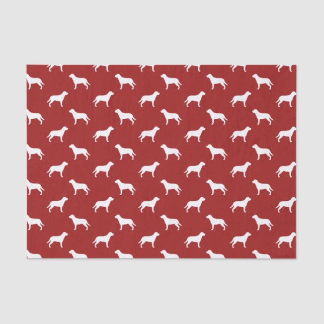 Greater Swiss Mountain Dog Silhouettes Pattern Red Tissue Paper (Front)