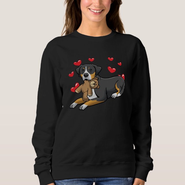 Greater Swiss Mountain Dog With Stuffed Animal Sweatshirt (Front)