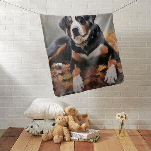 Greater Swiss Mountain in Autumn Leaves Fall Baby Blanket