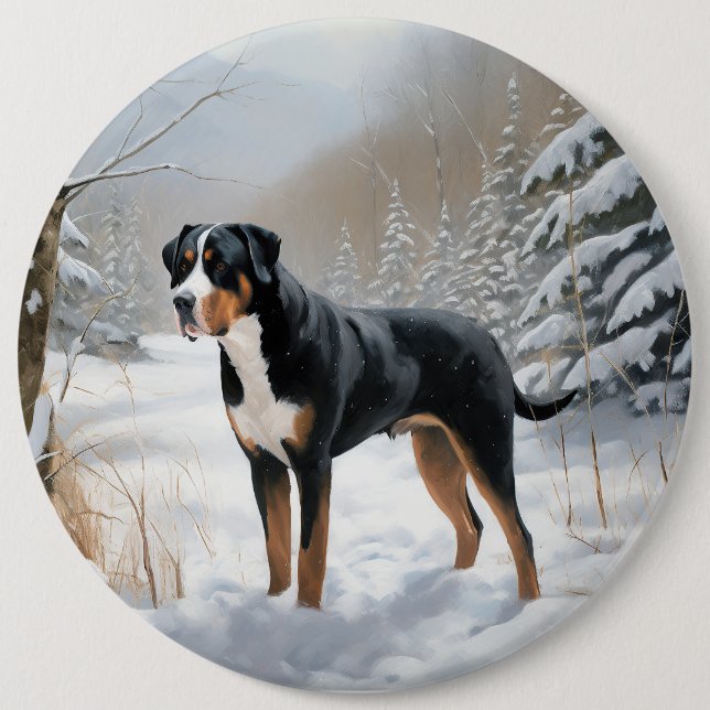 Greater Swiss Mountain Let It Snow Christmas Button (Front)