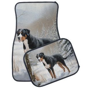 Greater Swiss Mountain Let It Snow Christmas Car Floor Mat