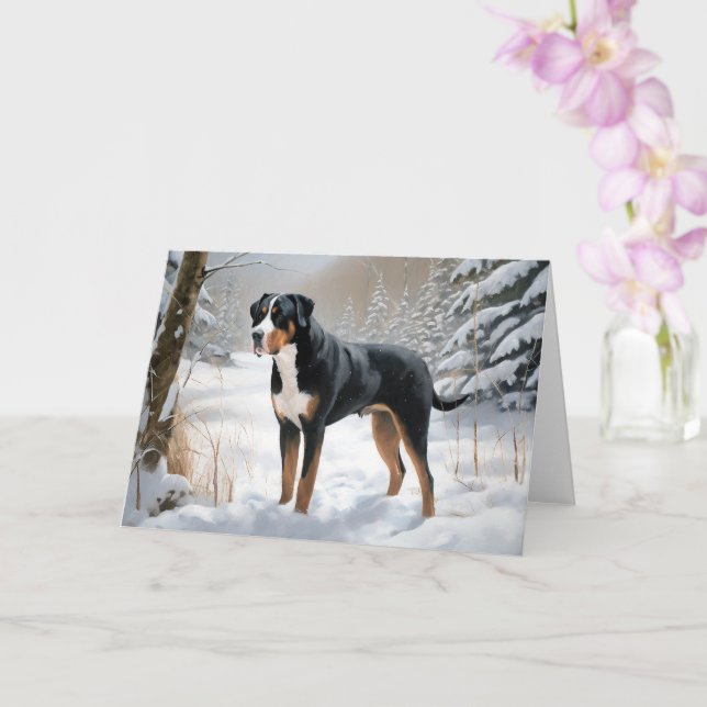 Greater Swiss Mountain Let It Snow Christmas Card (Orchid)