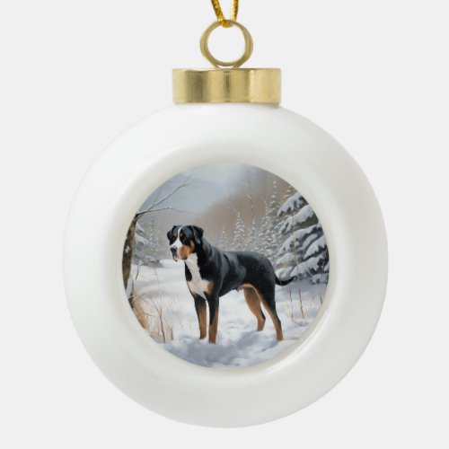 Greater Swiss Mountain Let It Snow Christmas Ceramic Ball Christmas Ornament