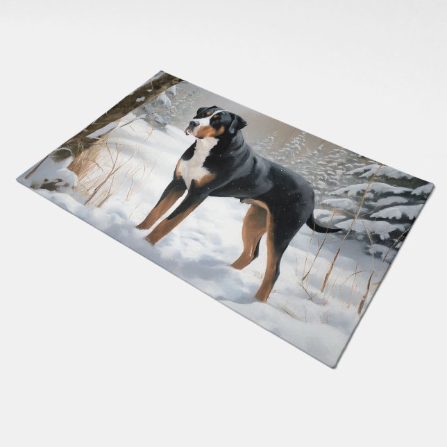 Greater Swiss Mountain Let It Snow Christmas Doormat (Angled)