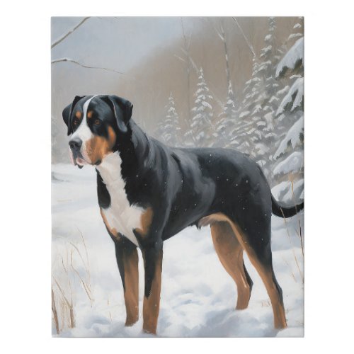Greater Swiss Mountain Let It Snow Christmas Faux Canvas Print