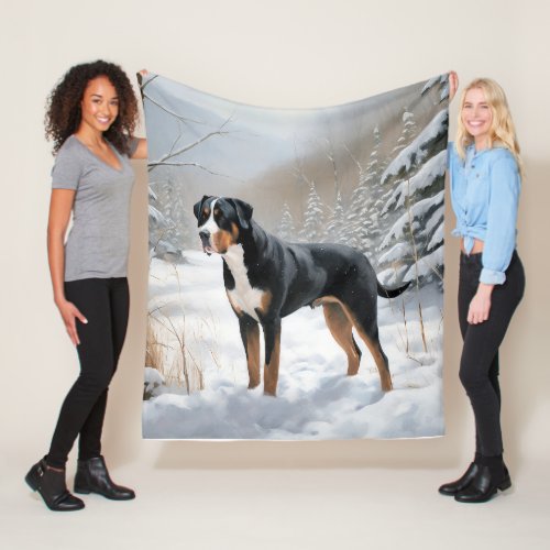 Greater Swiss Mountain Let It Snow Christmas Fleece Blanket