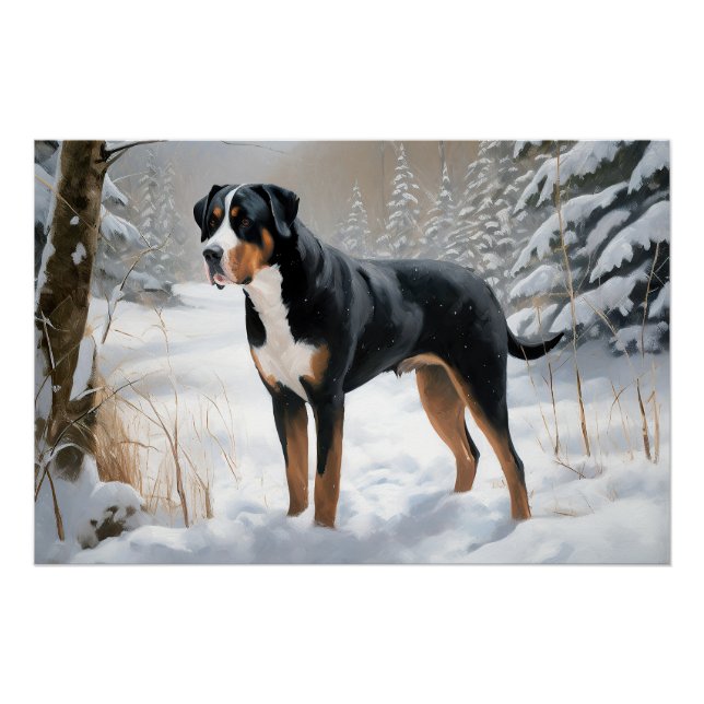 Greater Swiss Mountain Let It Snow Christmas Poster (Front)