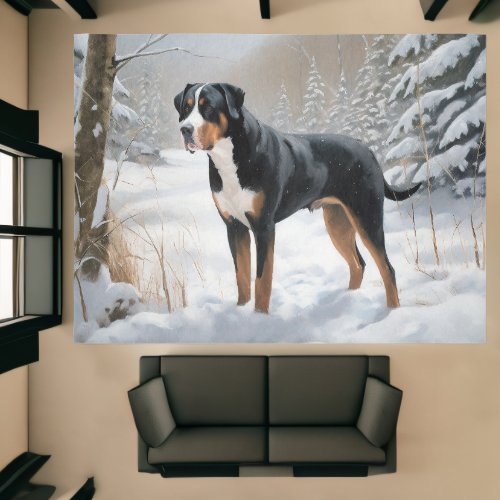 Greater Swiss Mountain Let It Snow Christmas Rug