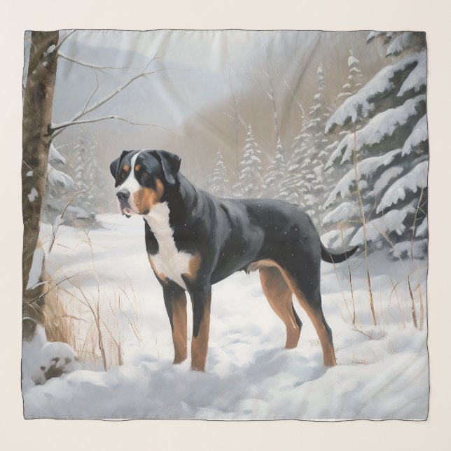 Greater Swiss Mountain Let It Snow Christmas Scarf (Front)