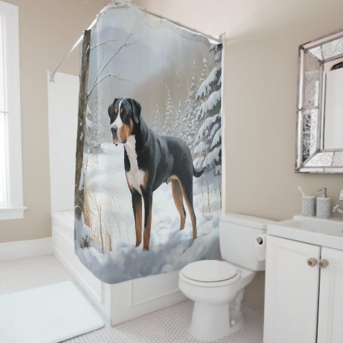 Greater Swiss Mountain Let It Snow Christmas Shower Curtain