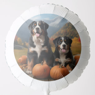 Greater Swiss Mountain Pup Autumn Delight Pumpkin Balloon